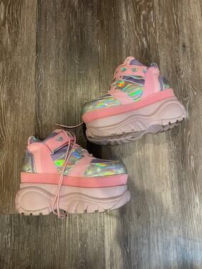 sugar thrillz platform neon and metallic sneakers